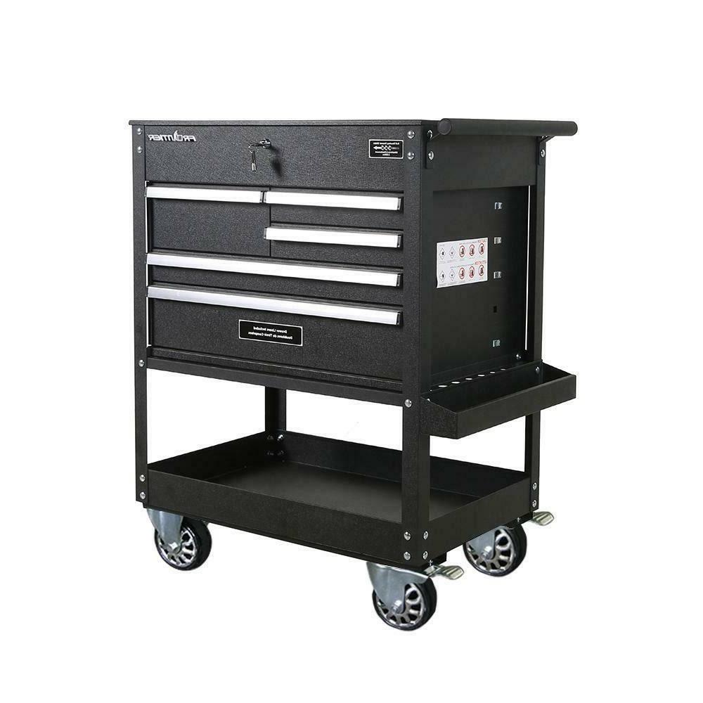 2026 32.75 in. 5-Drawer Tool Utility Cart in Black