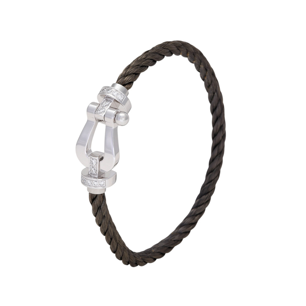 FRED Force 10 Lm Half Diamond Bracelet 18K White Gold 0B0026-6B1071