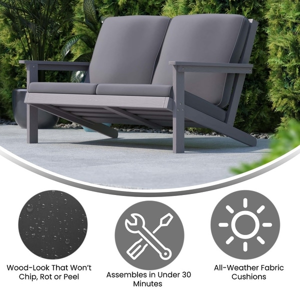 AllWeather Poly Resin Adirondack Loveseat and Cushions