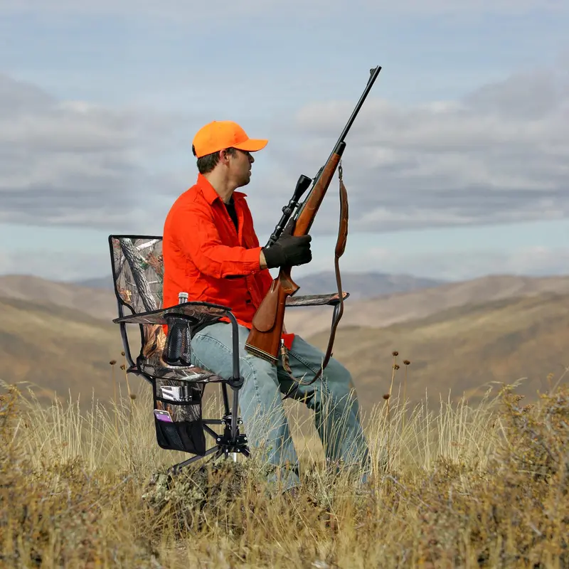 Swivel Hunting and Camping Chair for Adults – Includes Cup Holder and Carry Bag