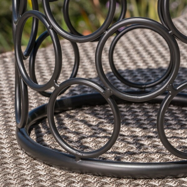 Black Small and Lightweight Ceramic Tile Side Table with a Powder Coated Iron Frame 15. 75 x 15. 75 x 20. 10 Inch