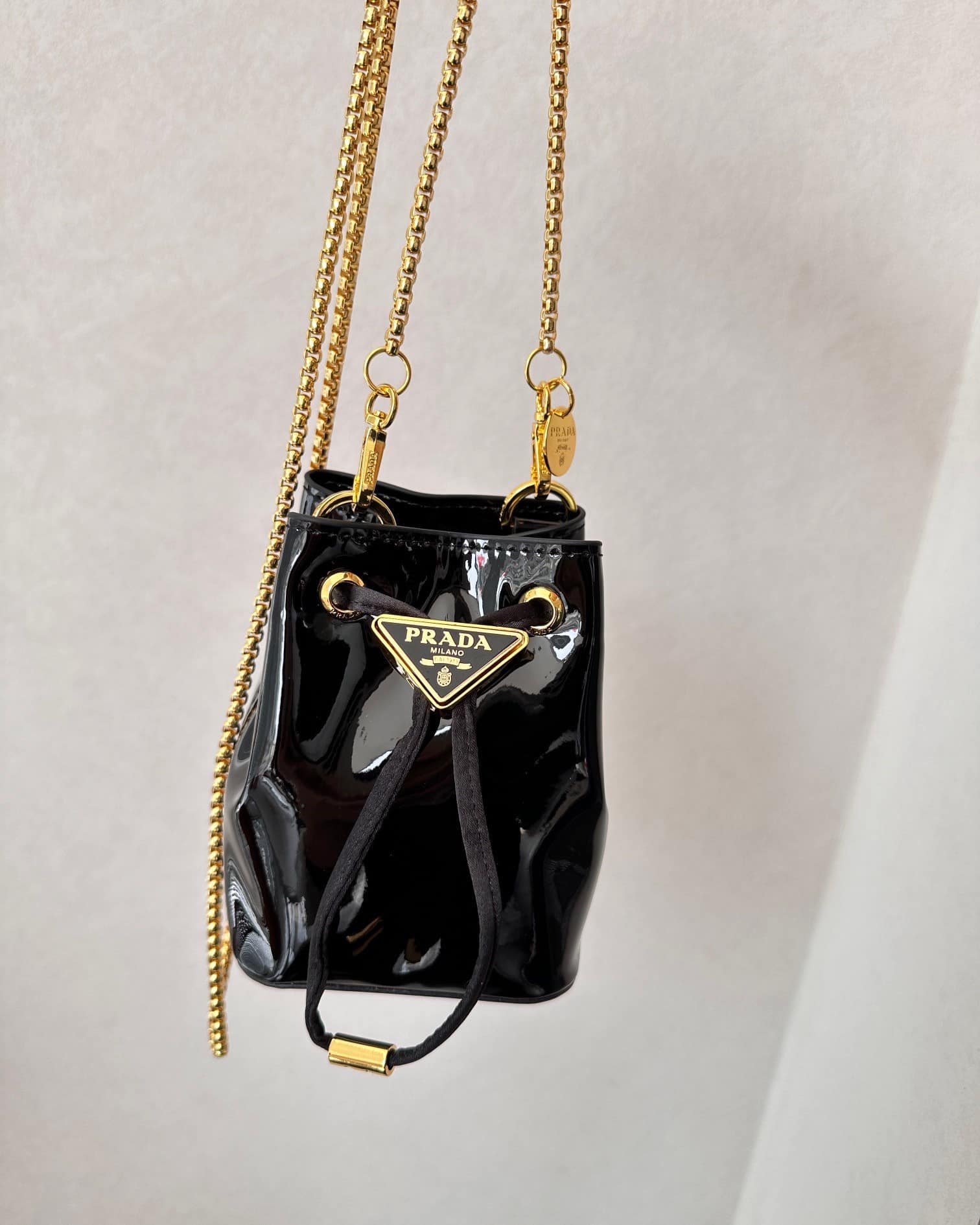 Prada Patent Leather Mini Pouch Black 14Cm
