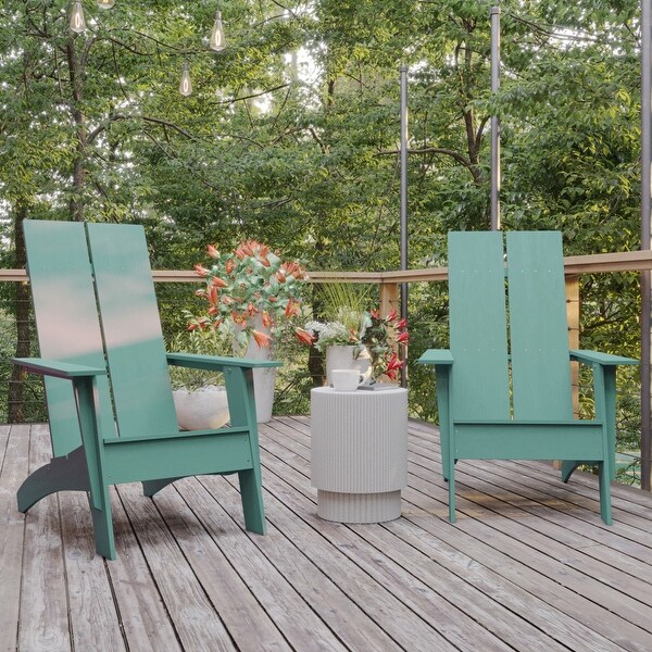 Modern Dual Slat Back Adirondack Style Chairs (Set of 2)