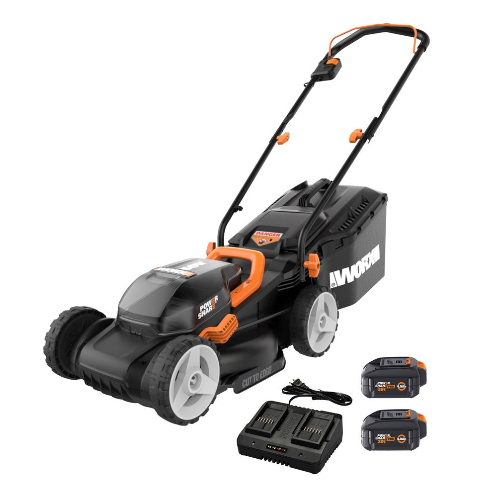 2026 40V Cordless Lawn Mower 14′′ with Intellicut, Mulching, 2x20V 4.0Ah Batteries and Charger Included