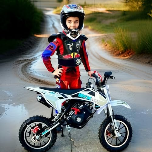 SYX MOTO 58cc Kids Dirt Bike, Gas Powered Mini Bike, 4 Stroke Off-Road Mini Bikes, Trail Bike with Speeds up to 21.75 MPH, Weight Support Up to 143 LBS (Green)