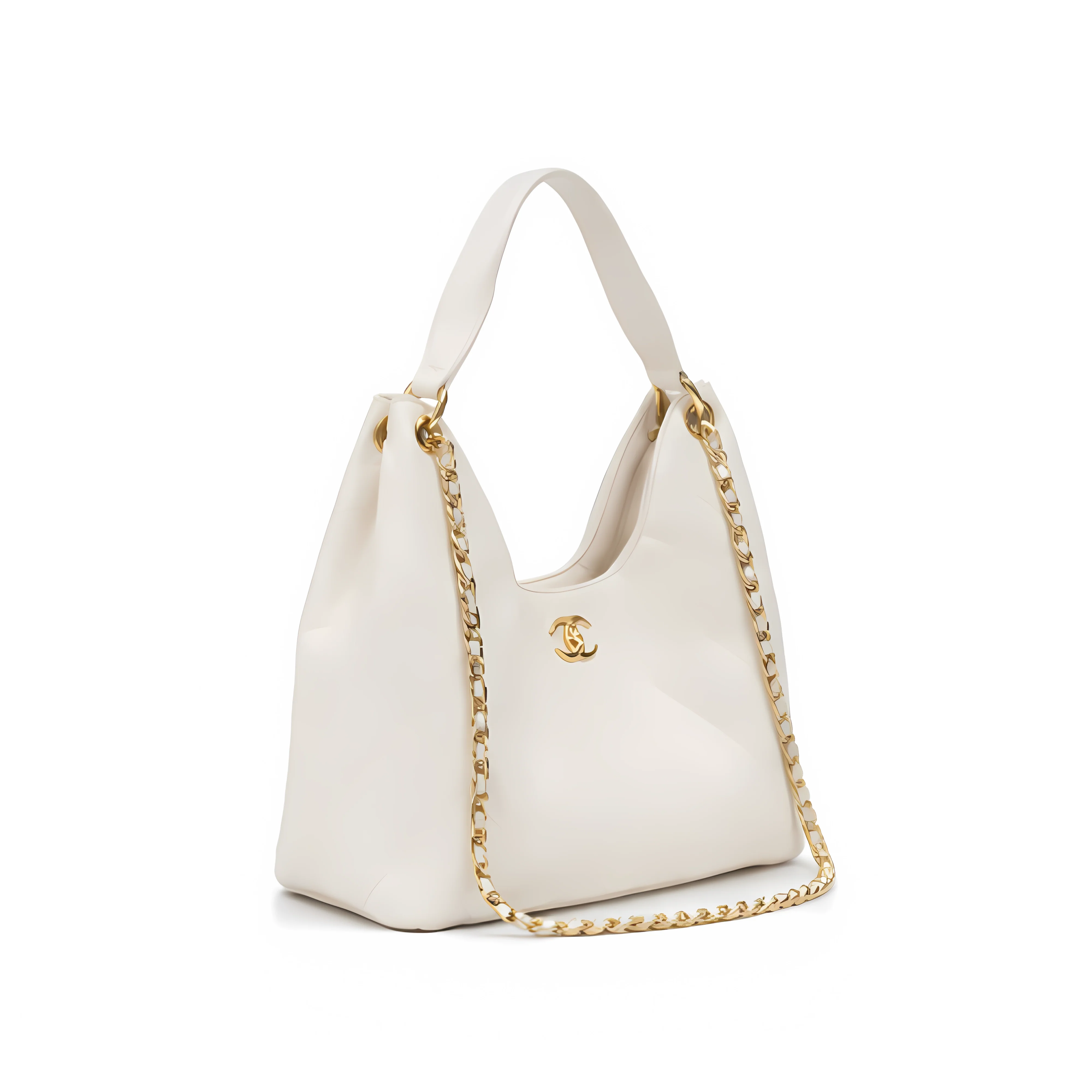 Chanel Bag | 25 Medium Hobo Light Beige Quilted Caviar