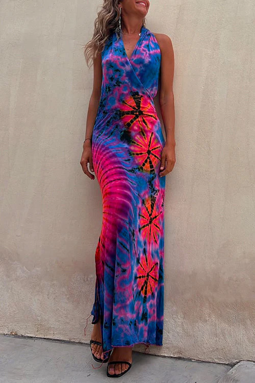 Halter Neck Tie Dye Maxi DressClistos