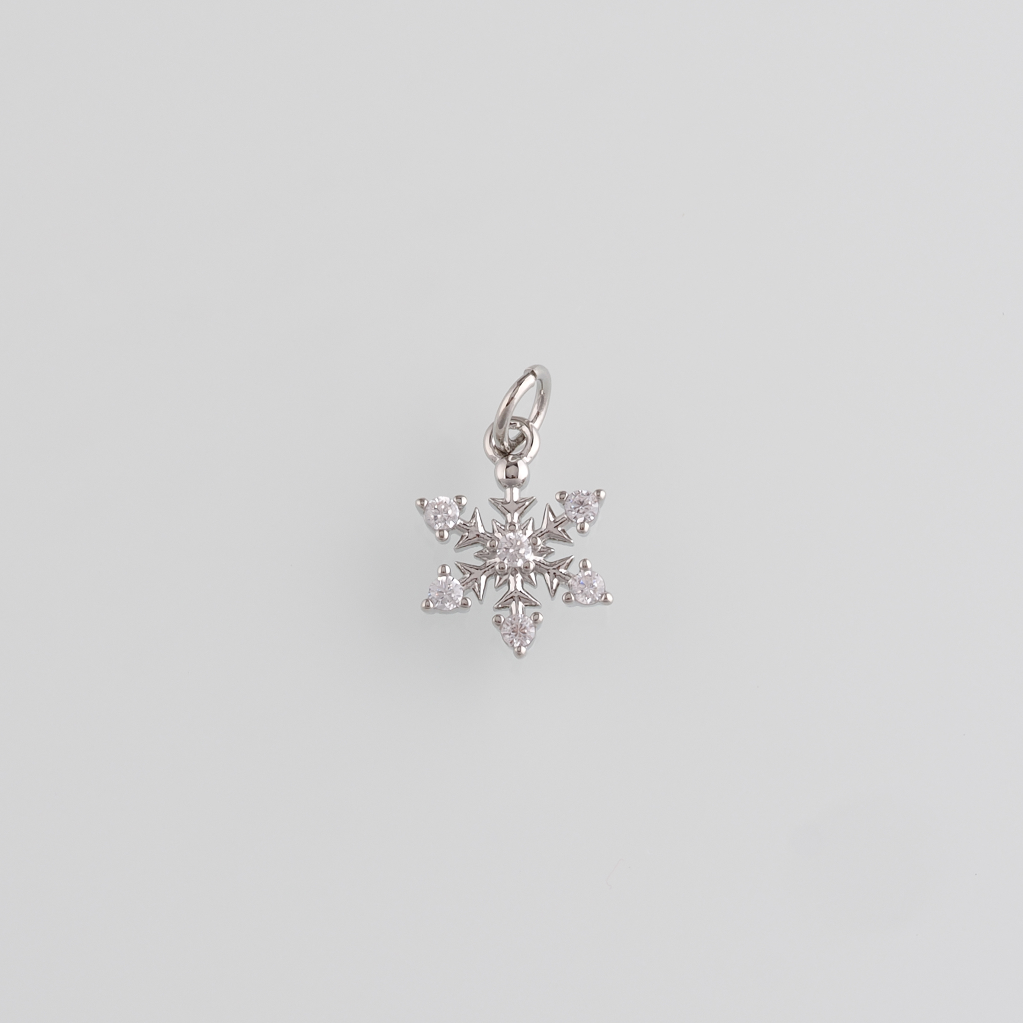 18K Gold Filled Snowflake Pendant,CZ Micro Pave Christmas Snowflake Charm Earrings Necklace for DIY Jewelry Making Supply