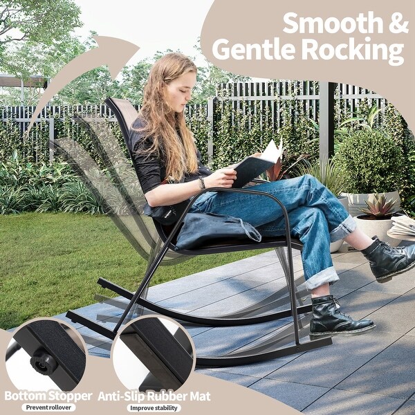 2/ 4 PCS Patio Rocking Chair HeavyDuty Metal Rocker AntiSlip Brown