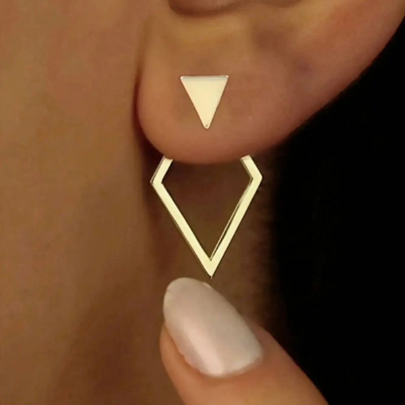 Retro Minimalist Geometric Square Detachable Triangles Stud Earrings for Women Fashion Jewelry Accessories Party Gifts