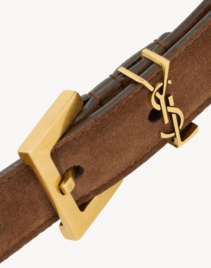 YSL CASSANDRE THIN BELT IN SUEDE