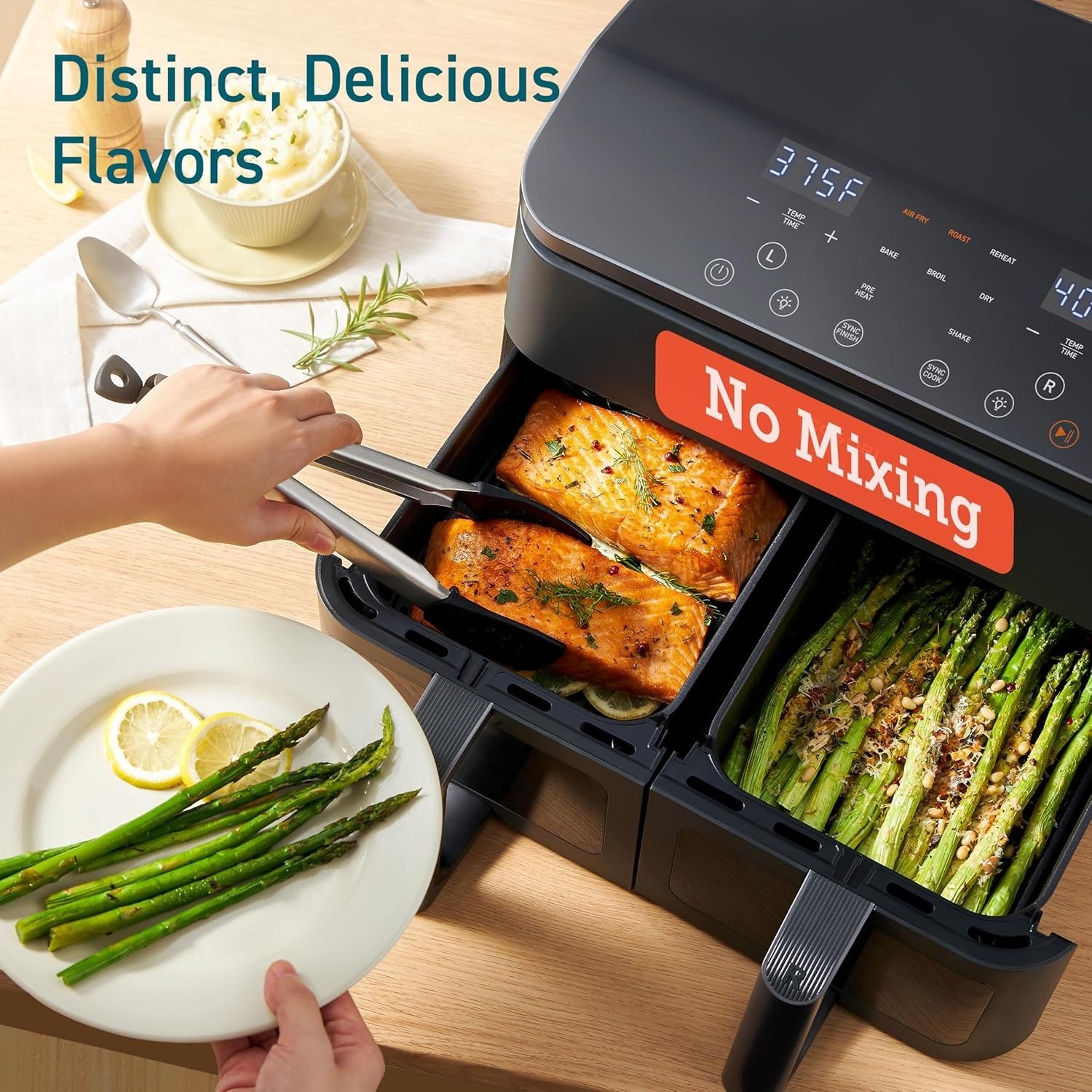 9Qt Dual Zone Air Fryer, 2-Basket Independent Cooking, Sync Finish, 12-in-1 Presets, LED Touch