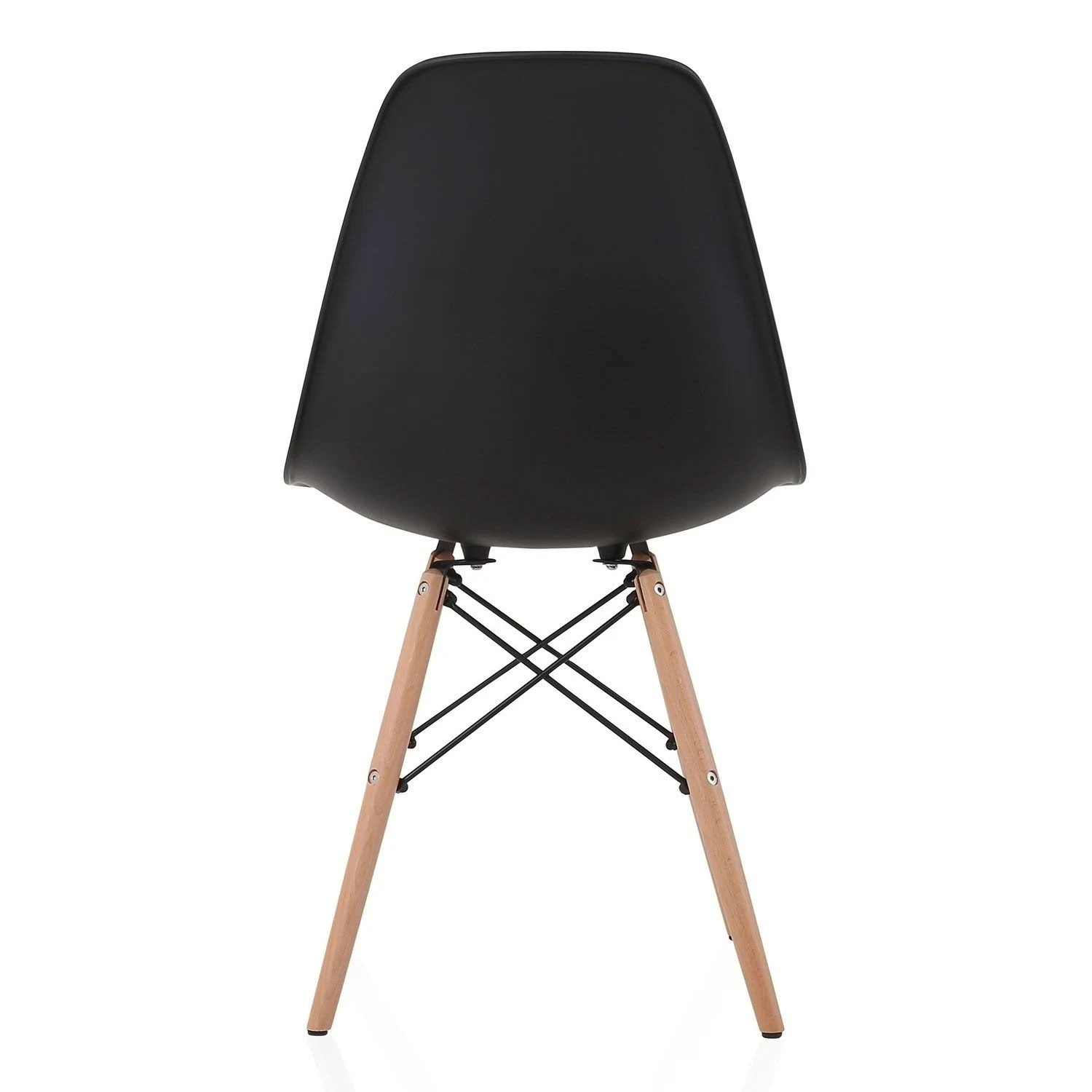 CozyBlock Slope Black Molded Plastic Dining Side Chair with Beech Wood Eiffel Legs