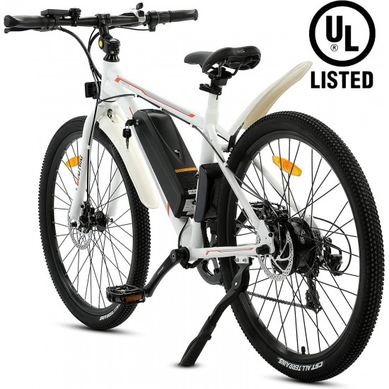 UL Certified 26″ Electric City Bicycle Bike Powerful 350W 36V/10AH Removable Lithium Battery Assist Disc Brake System Throttle Pedal Black
