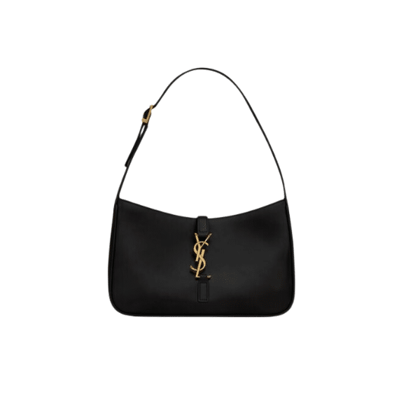 Saint Laurent Le 5 A 7 Hobo Bag In Smooth Leather Black Gold 23Cm