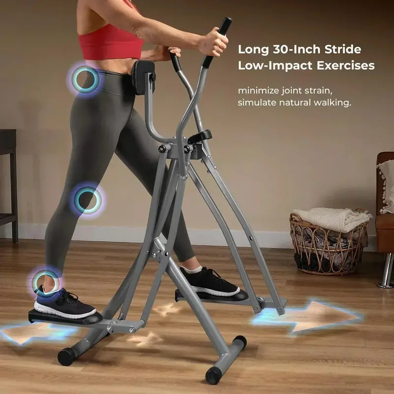 Sunny Health & Fitness Smart Air Walker Elliptical — Low-Impact 30-Inch Stride Home Glider