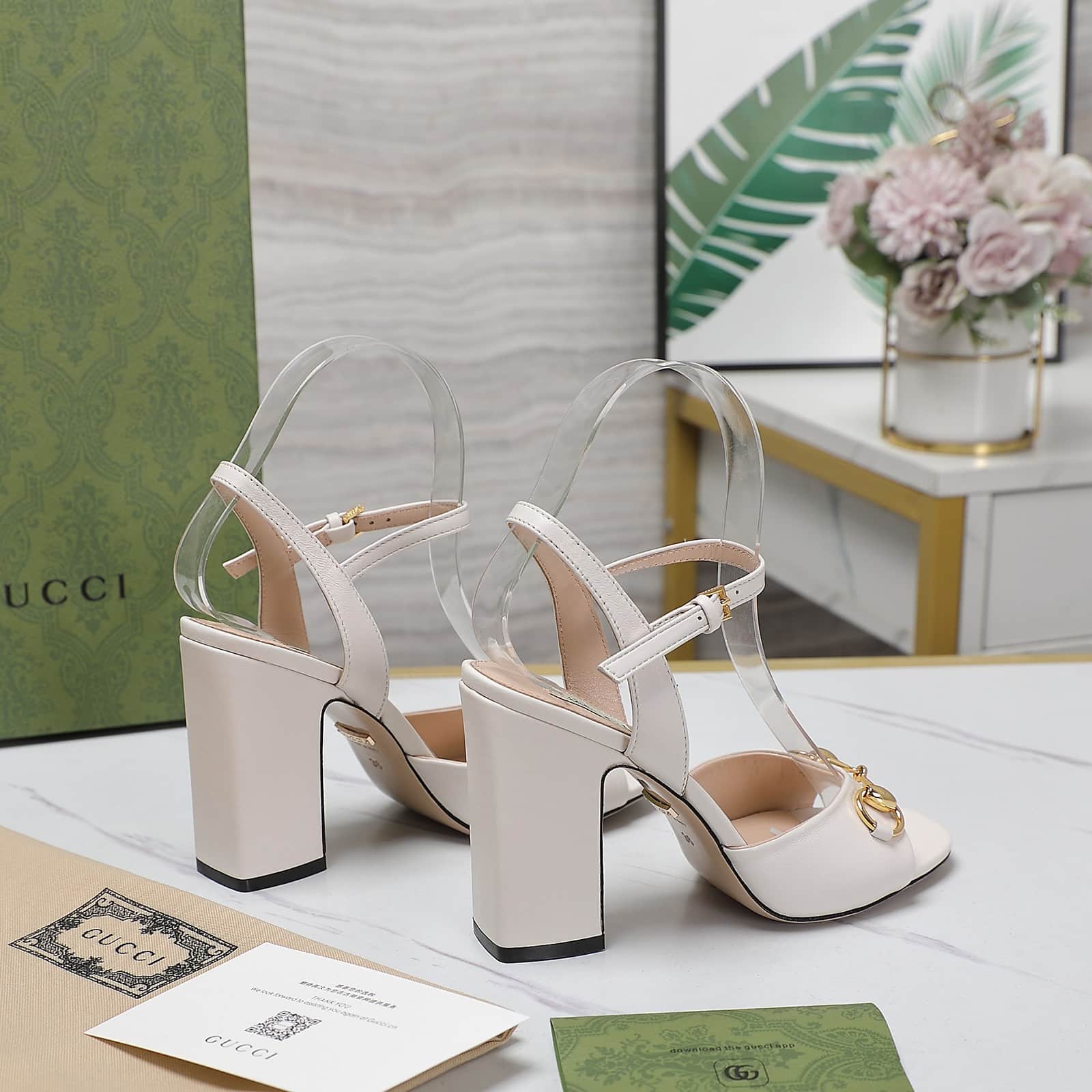 Gucci Women’S Horsebit High Heel Sandal White