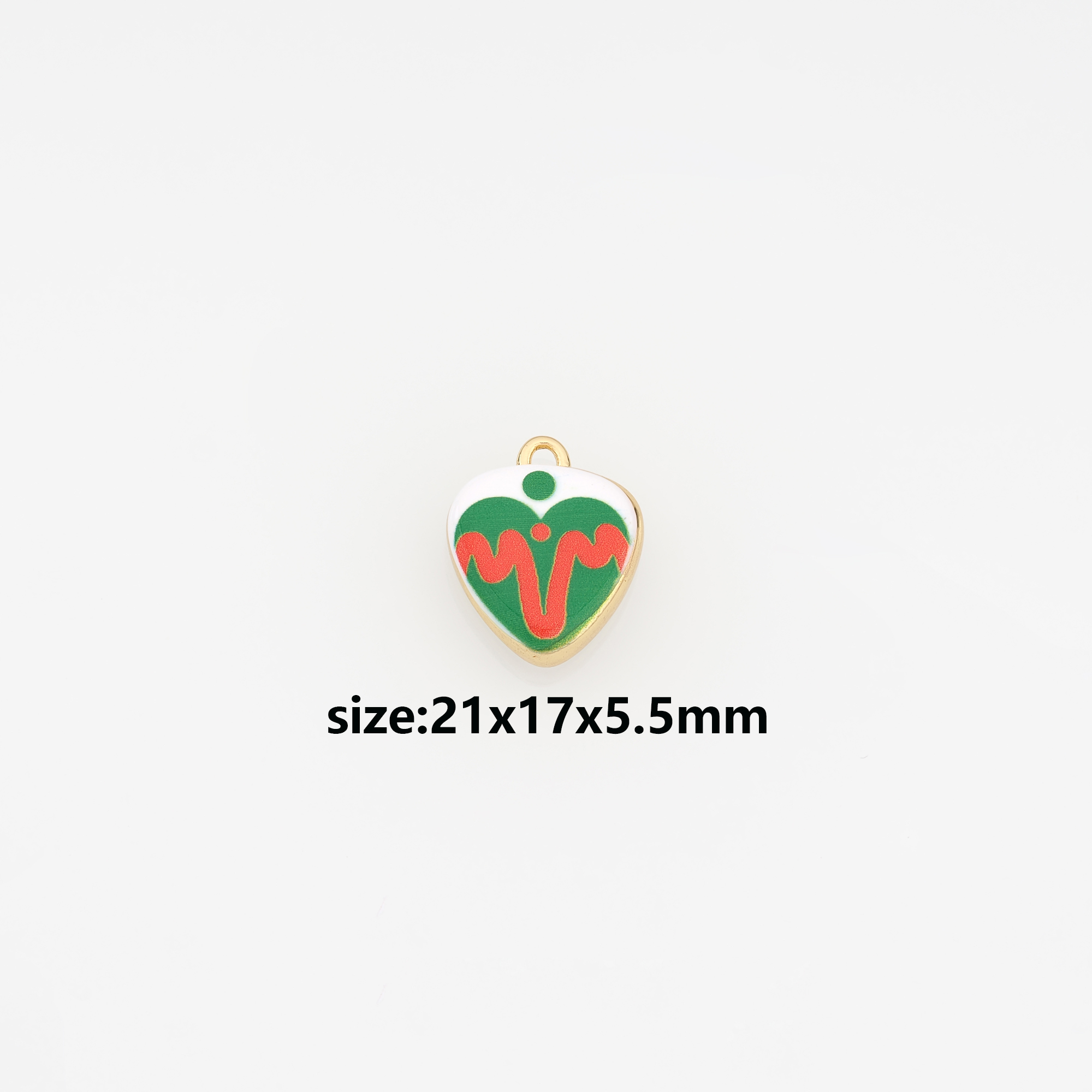 18K Gold Filled Heart Pendant,Enamel Heart Charm Earrings Necklace for DIY Jewelry Making Supply