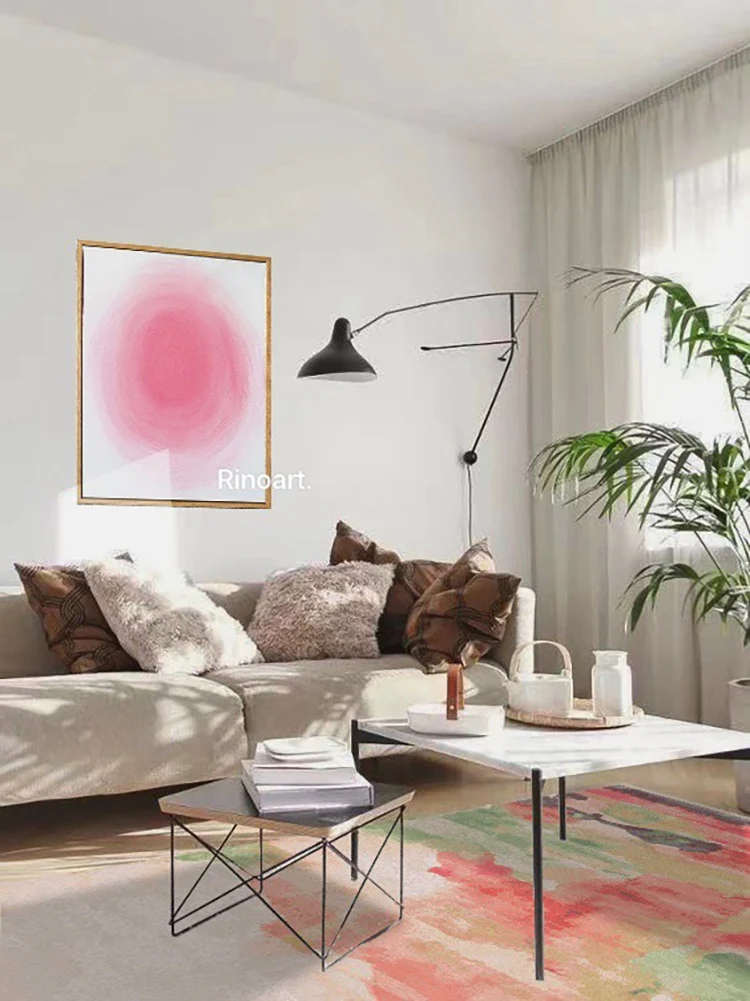 CP026 - Peony Ink Carpet Watercolor Gradient Living Room Coffee Table Mat Bedroom Bedside Carpet American ins