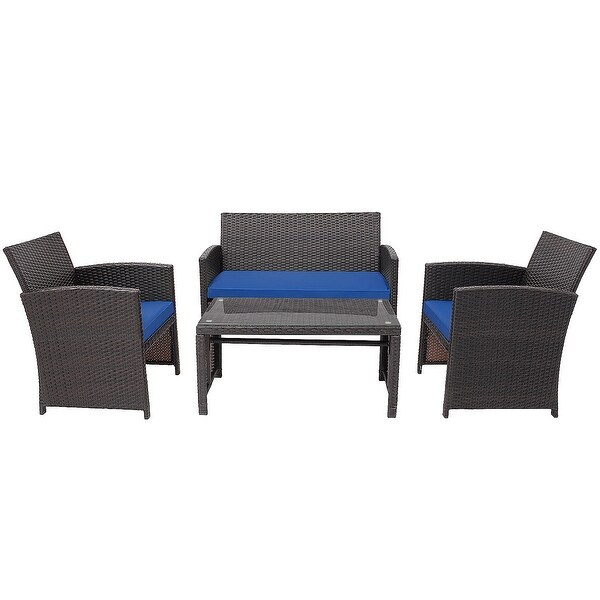 Costway 8PCS Patio Rattan Furniture Set Cushioned Chair Sofa Coffee