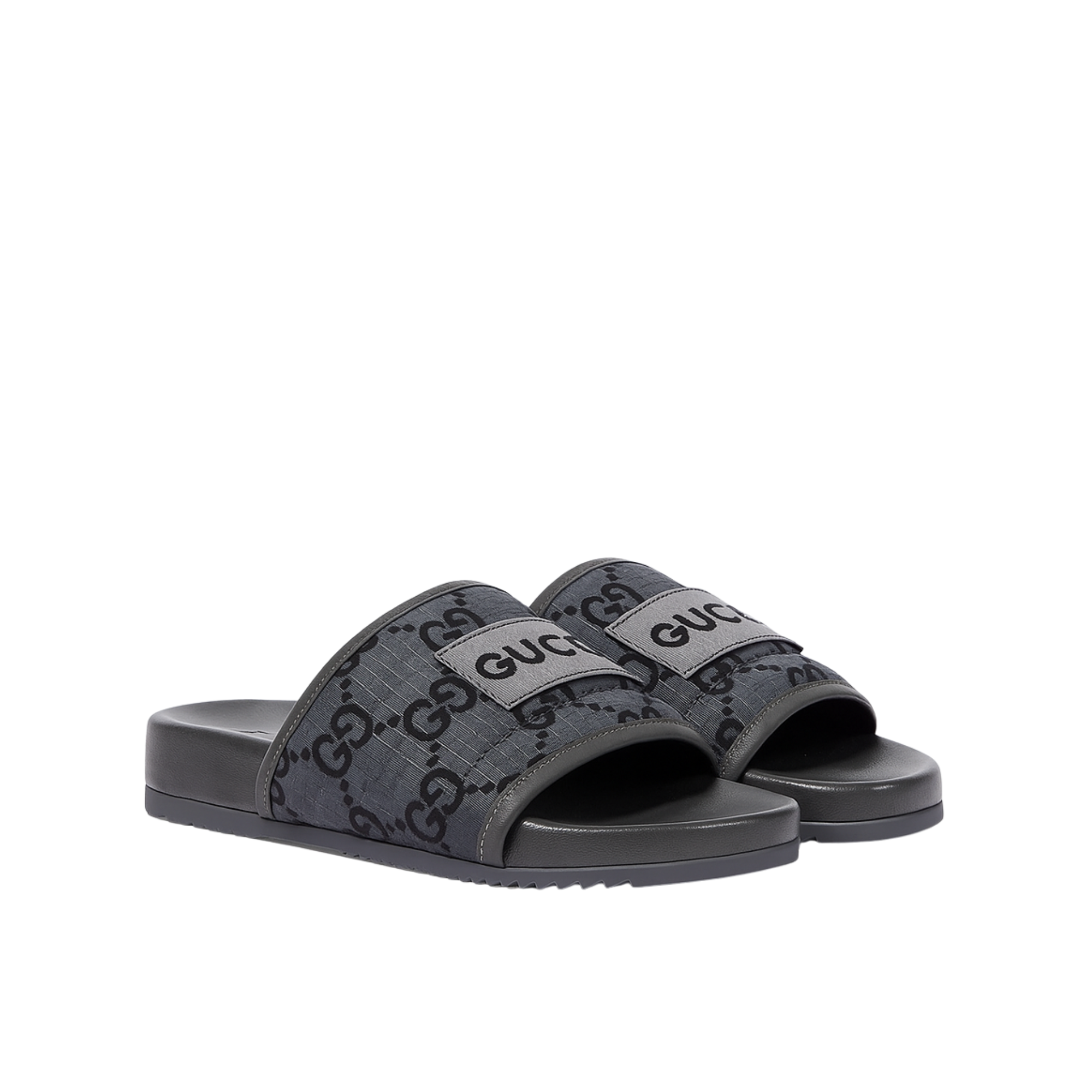 Gucci Gg Horizontal Strap Sandals With Tag In Grey