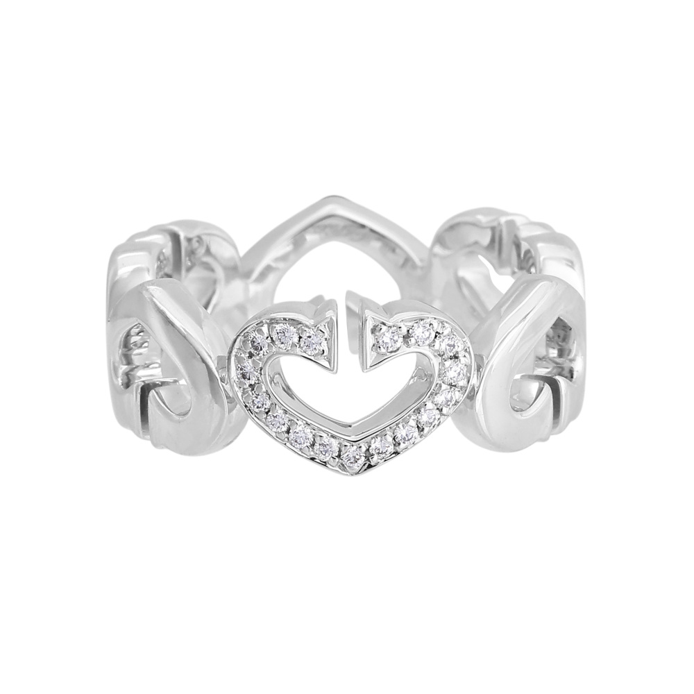 Cartier C Heart Ring 18K White Gold Diamond B4041500