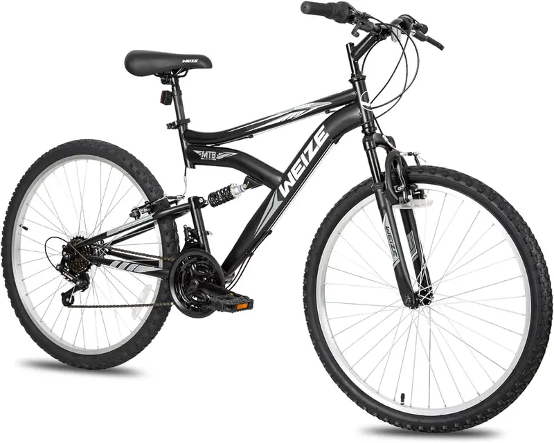 WEIZE 26/27.5-Inch Hybrid Mountain Bike – 18-Speed Dual Suspension Adult MTB with Ergonomic Adjustable Seat