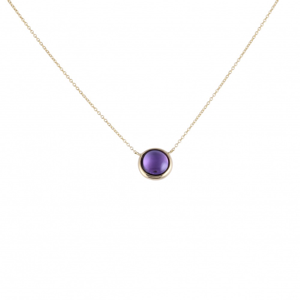 Tiffany & Co. Paloma Picasso Olive Necklace 18K Yellow Gold Amethyst