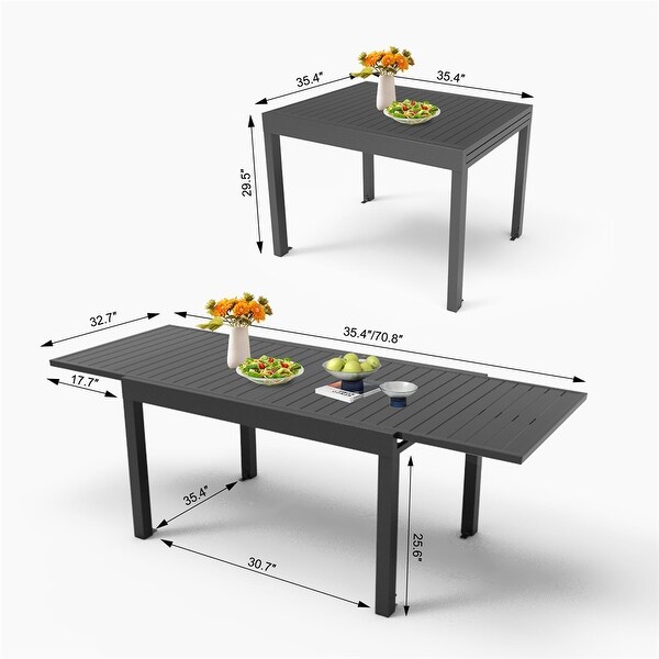 Aluminum Patio Extendable Dining Table,Adjustable Patio Dining Table
