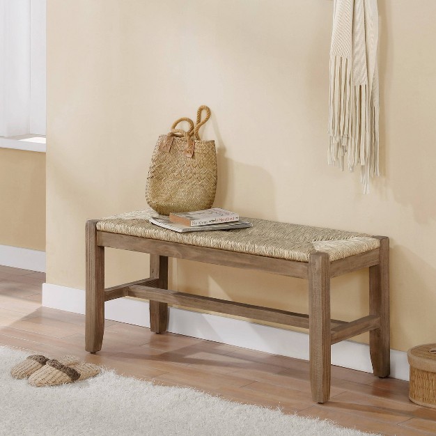 Davenport Wood Bench Light Amber Alaterre Furniture