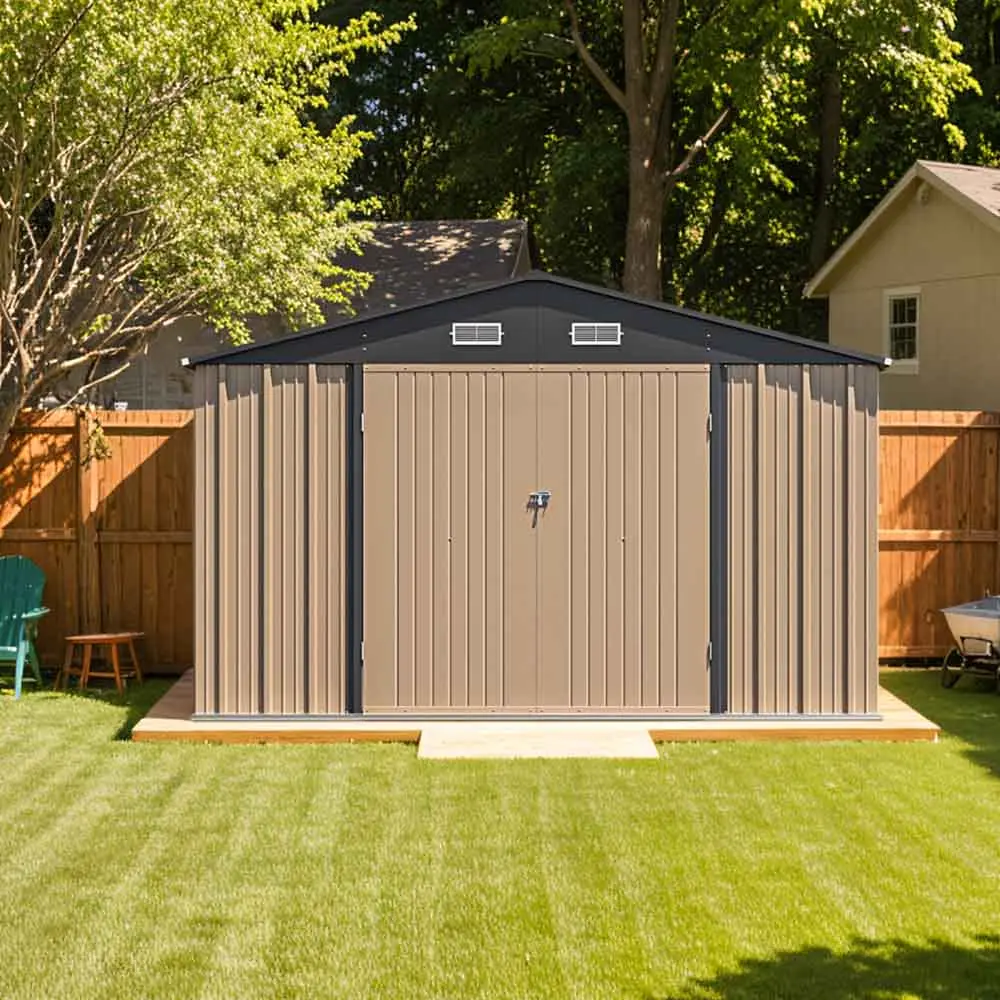 Patiowell 10x12 Metal Shed Pro With an Optional Floor Base