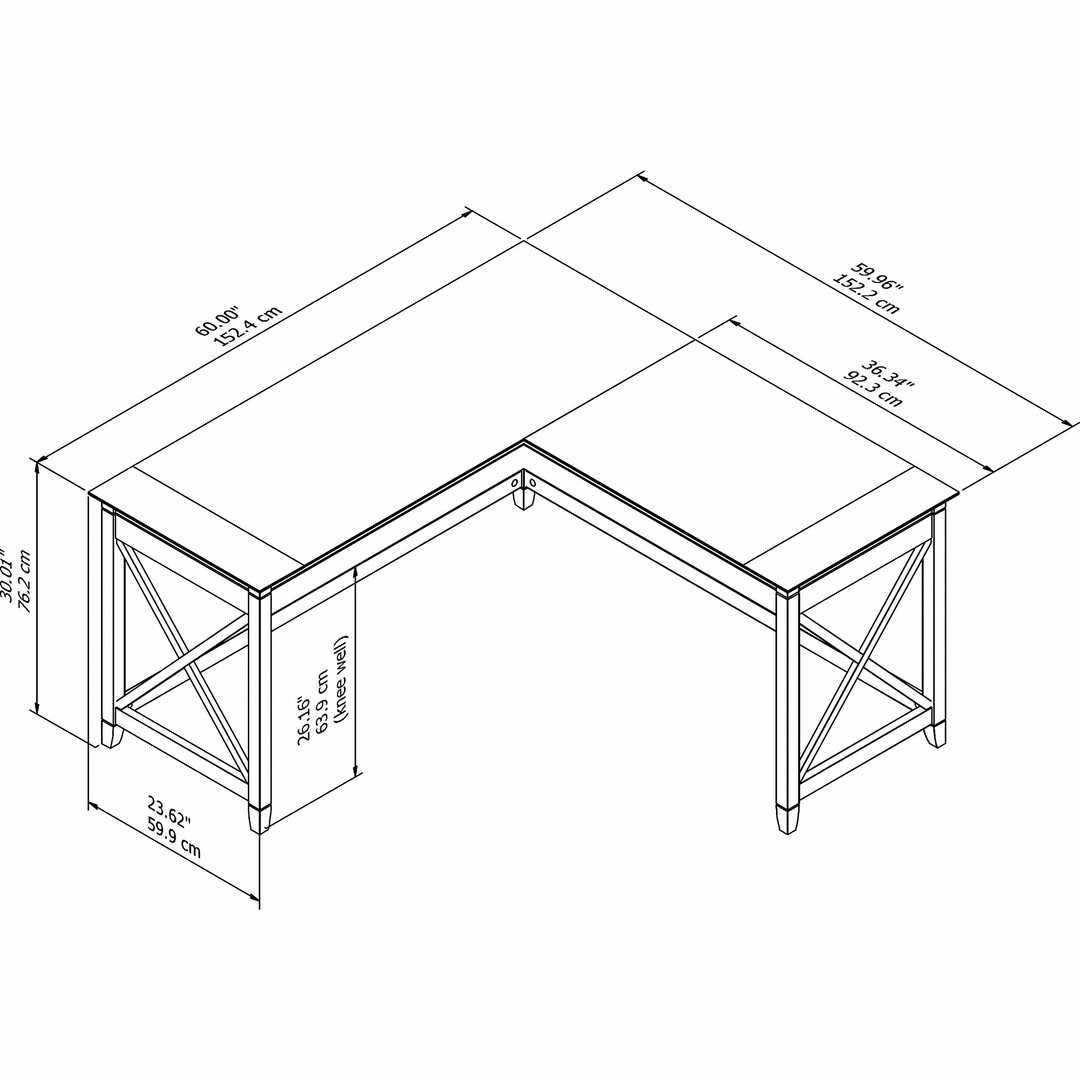 Bush Furniture Key West 60W L Shaped Desk, Cape Cod Gray