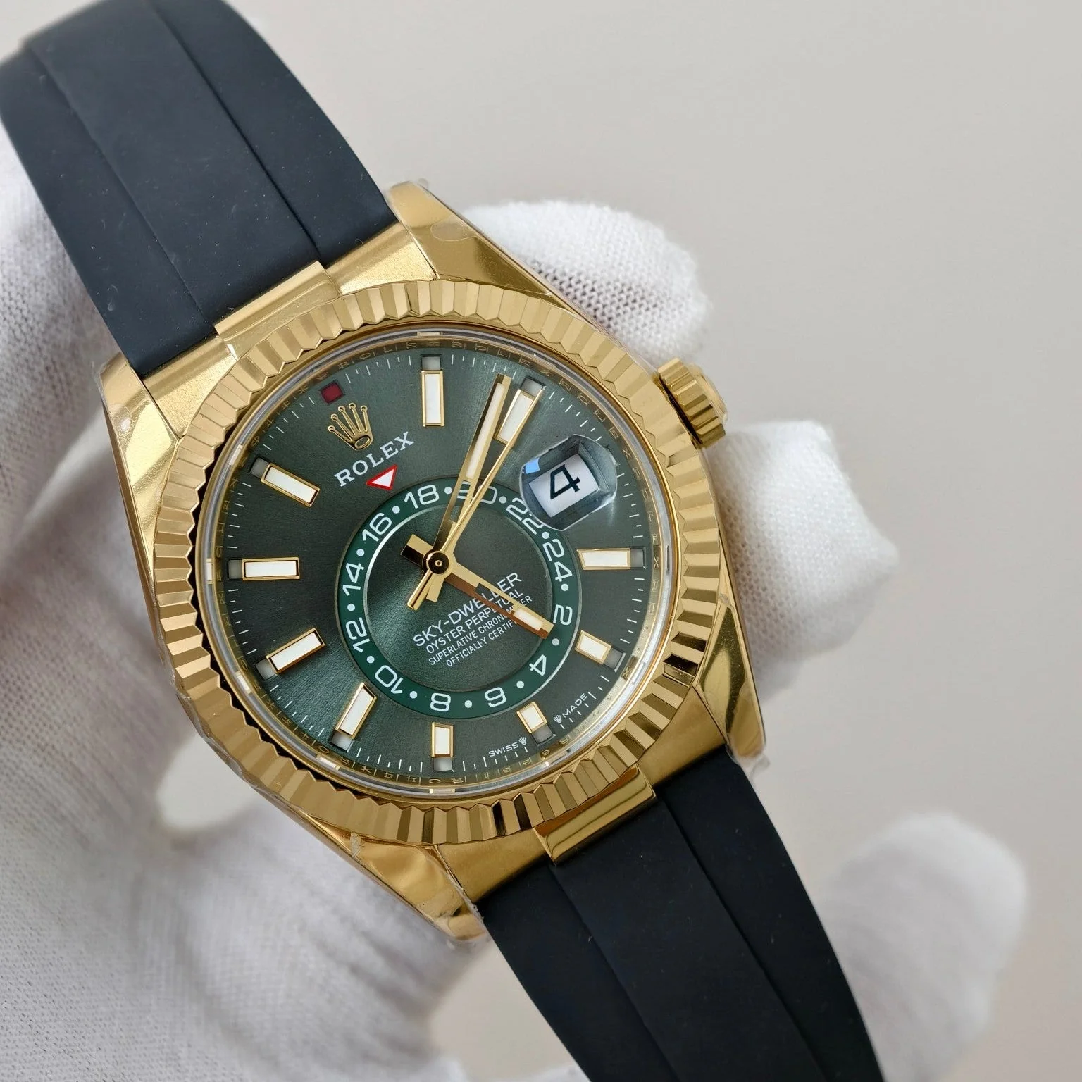 Rolex Sky-Dweller 42mm Gold Case Green Dial