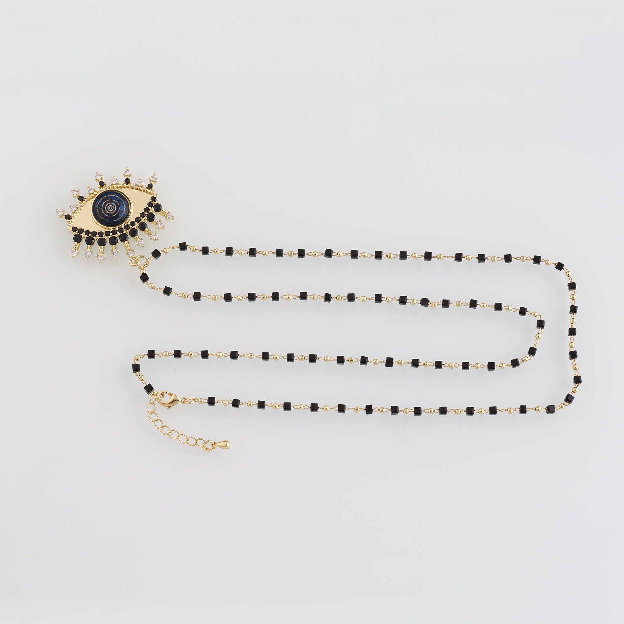 18K Gold Filled Evil Eye Necklace,Beaded Necklace,Minimalist Necklace,Adjustable Necklace
