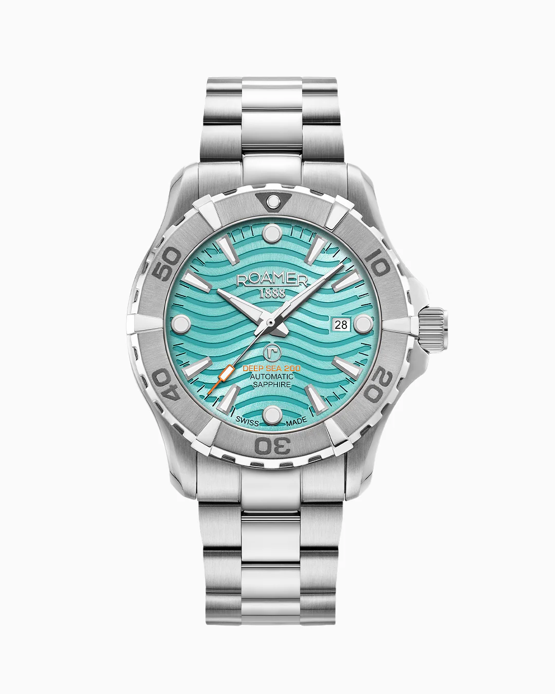 Deep Sea Automatic 43mm Automatic Three-Hand Date Lightblue Dial Silver Bracelet Sapphire glass Stainless Steel swiss watch