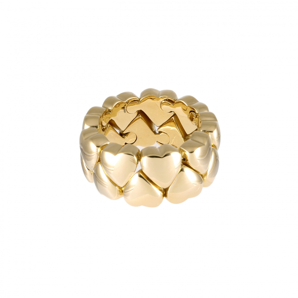 Cartier Double Heart Ring 18K Yellow Gold Diamond
