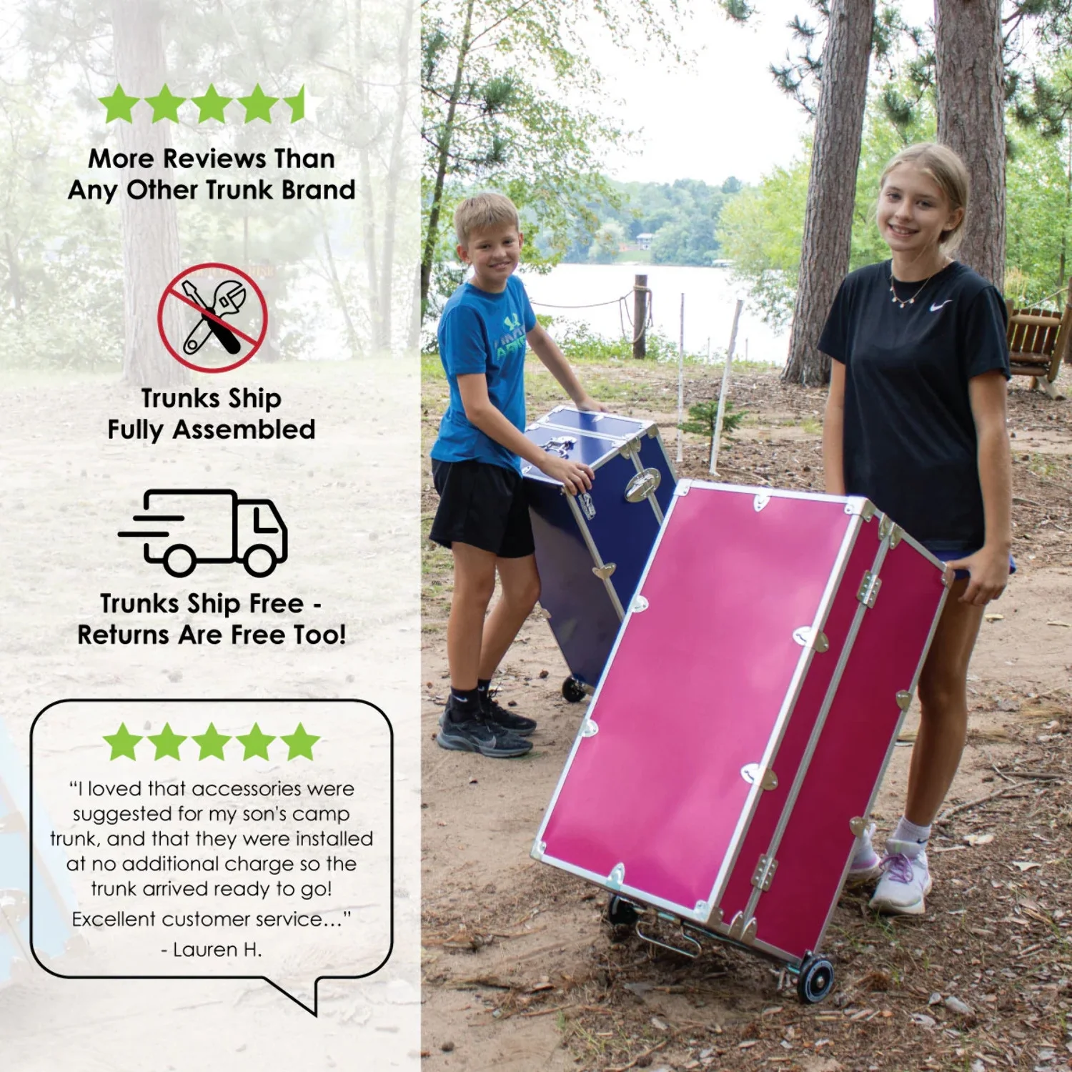 Happy Camper Steel Footlocker Trunk 32x18x13.5