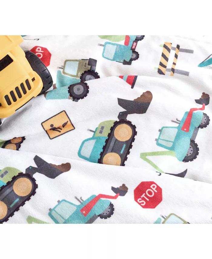 Honey Lemonade Premium Baby and Toddler Minky Blanket - Construction Trucks