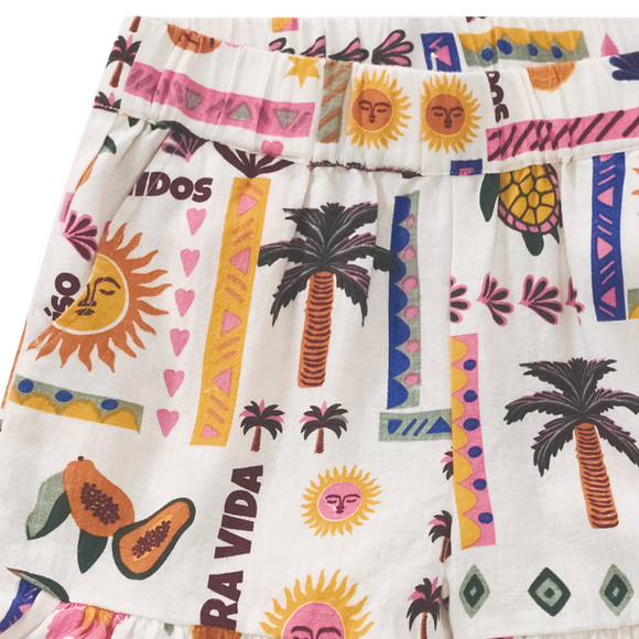 Jonas Nielsen Mädchen Leinen-Shorts mit Allover-Print