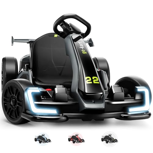 Hikole Go Kart Electric Drift Kart Car, 24V Crazy Go Cart for Kids with Adjustable Seat, 3 Speed Mode, Fast 300W Motor, 8.5 MPH, Ride on Toys for Kids 6-12 Years Old, Red