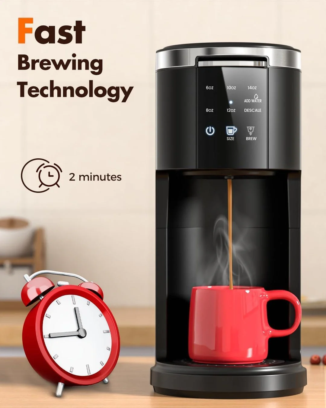 Kismile Coffee Maker,  Programmable Drip Coffee Makers ,Timer, Self-cleaning,Stainless Steel