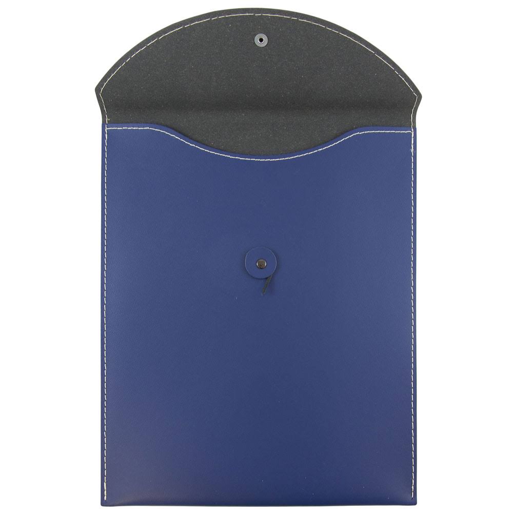 Jam Paper 9 1/2 x 12 1/2 Leather Portfolio Envelope with Button u0026 String, Blue, Sold Individually