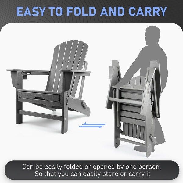 Vrakae Folding and Rocking Adirondack Chair with Ottoman