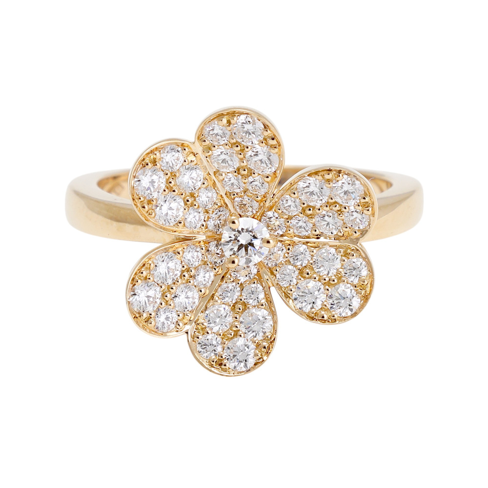 Van Cleef & Arpels Frivole 1 Flower Ring 18K Yellow Gold Diamond VCARPJMQ00