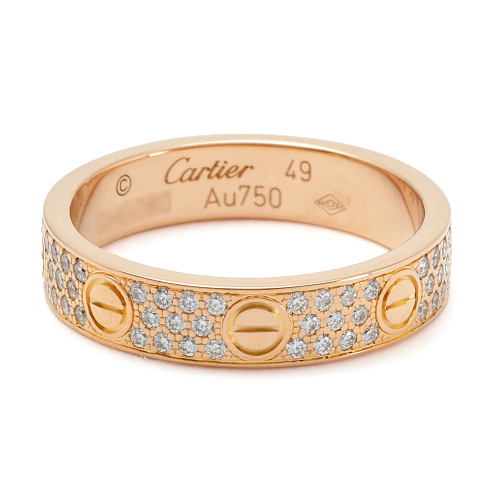 Cartier Love Wedding Ring Pavé Diamonds 18K Rose Gold Diamond B4085800
