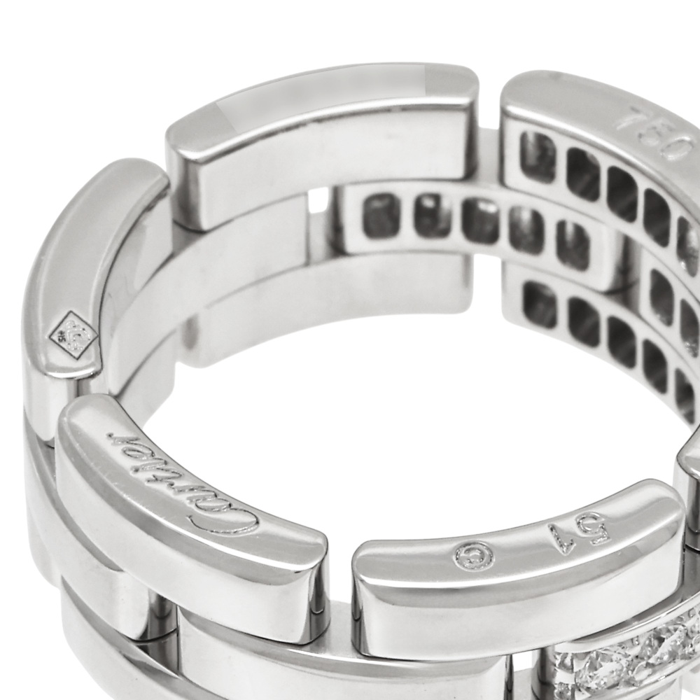Cartier Mayon Pantale 3 Companies Semi-pave Setting Ring 18K White Gold Diamond B4127200