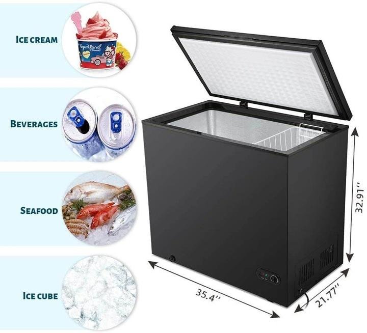 r-w-flame-7.0 Cubic Feet Black Chest Freezer Little Freezer Removable Basket