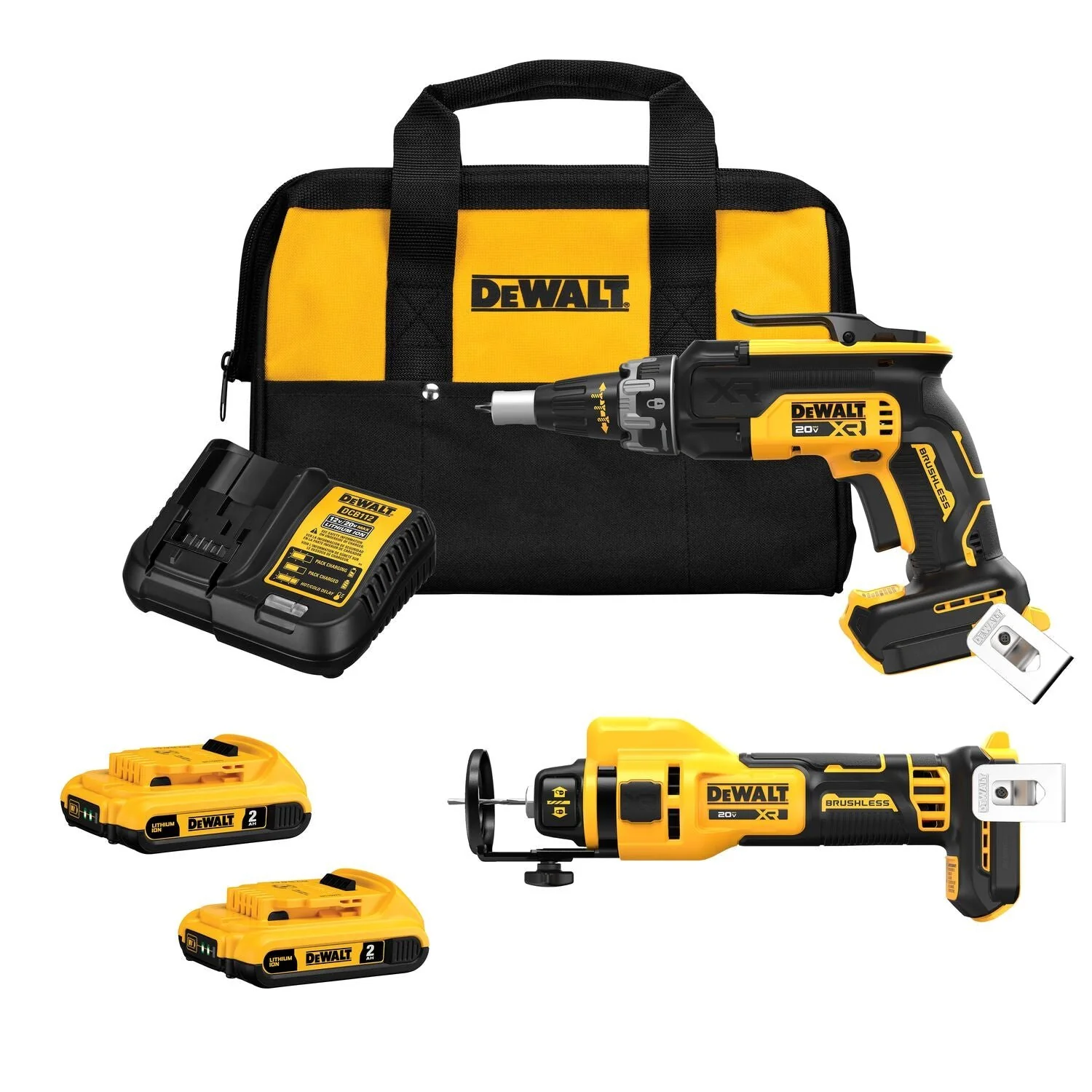 2026 DEWALT DCK265D2-20V MAX* XR Brushless Drywall Screwgun and Cut-Out Tool Combo Kit (2.0Ah)