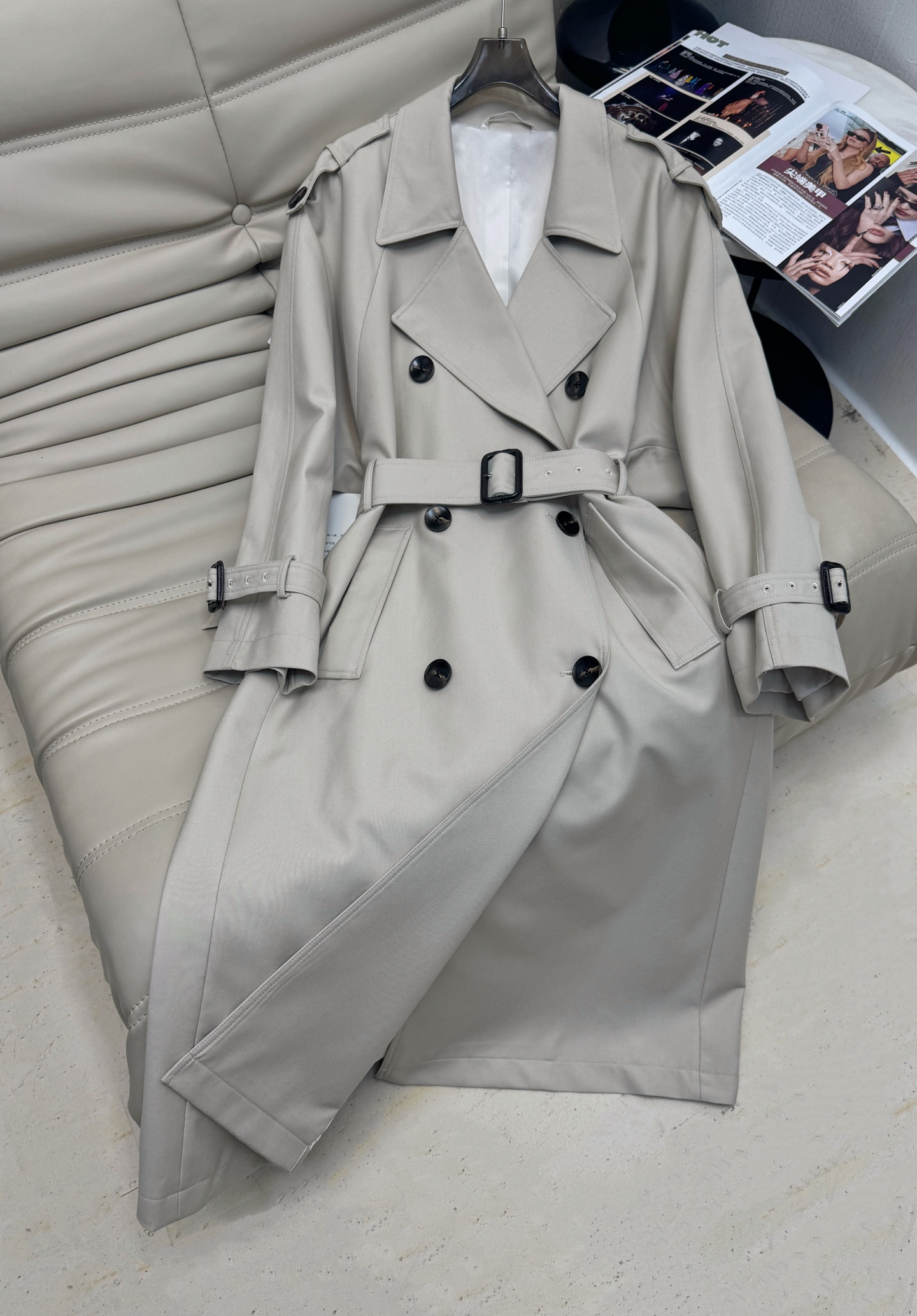 Midi-Length Lapel Double-Breasted Trench Coat - cnluxepick