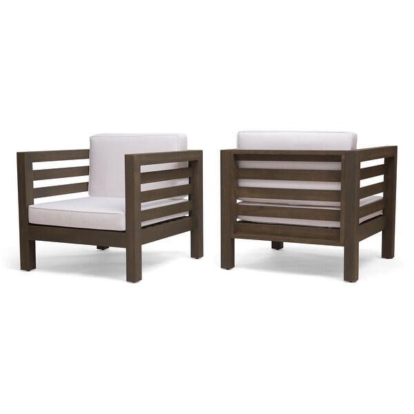 Oana Acacia Wood Club Chairs with Cushions (Set of 2) by Christopher Knight Home